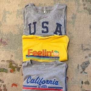 SHEIN Gray and Yellow Graphic Tees